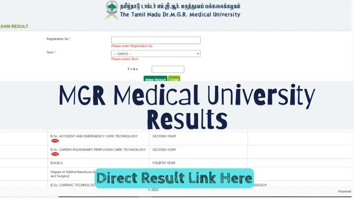 Dr MGR Medical University Result 2026 OUT