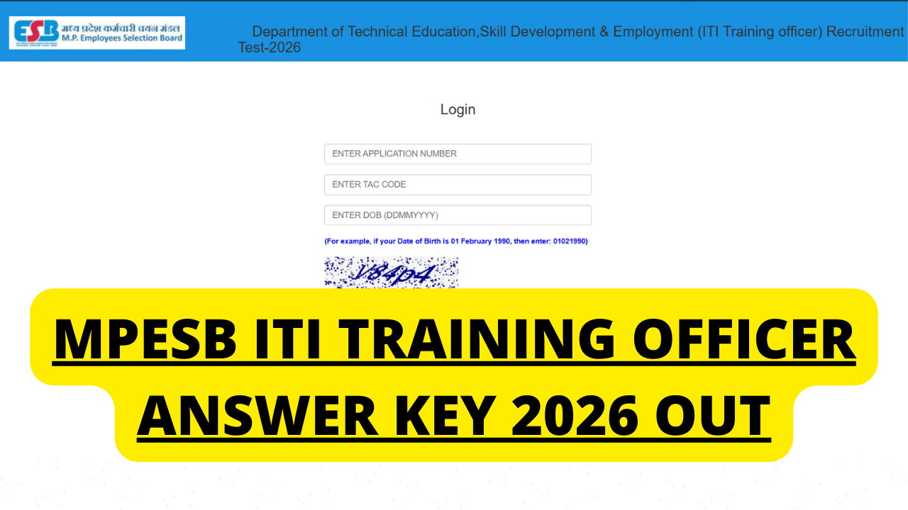 MPESB ITI Training Officer Answer Key 2026 OUT
