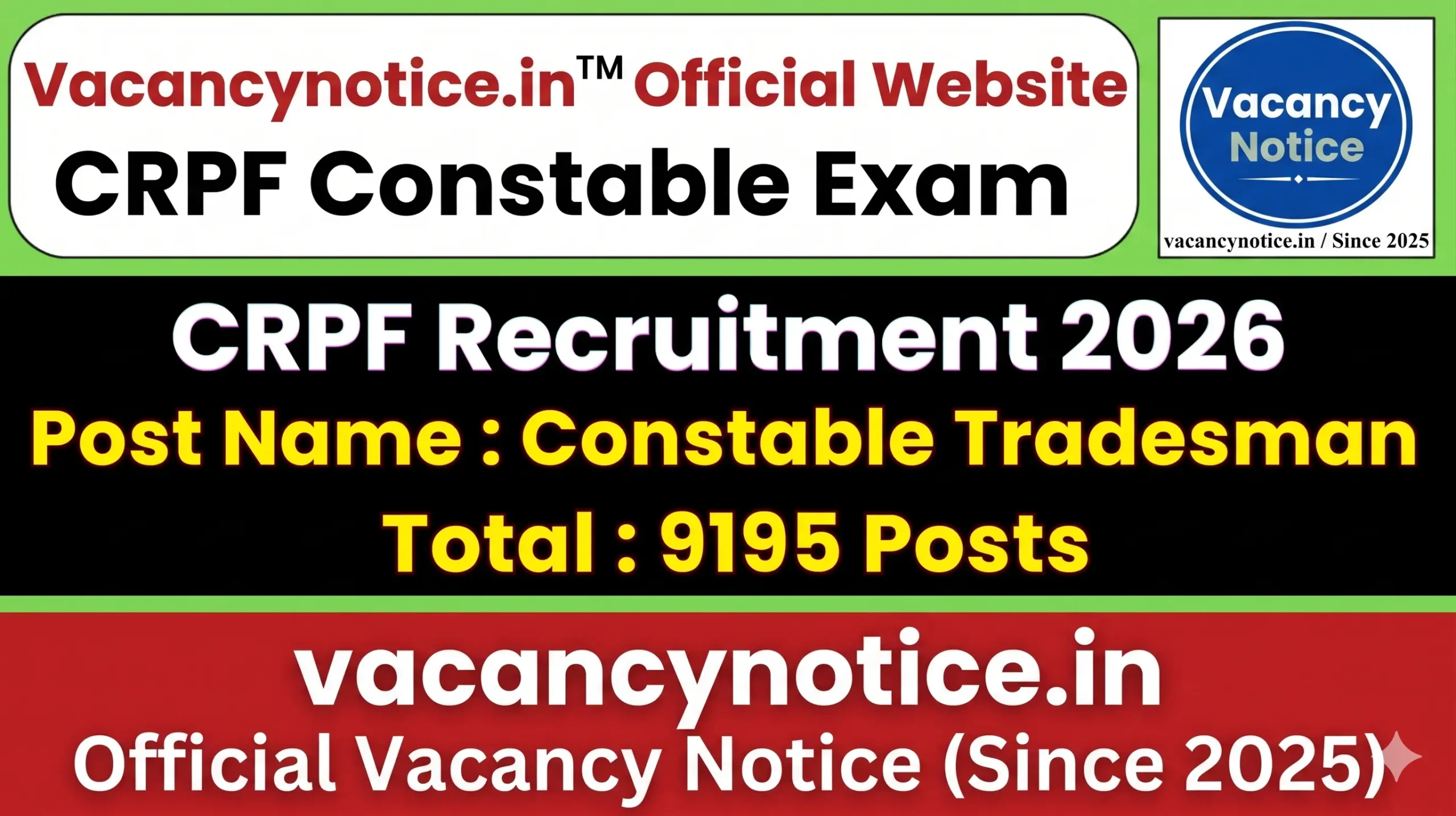 CRPF Constable Tradesman Online Form 2026 (9195 Posts) – Start