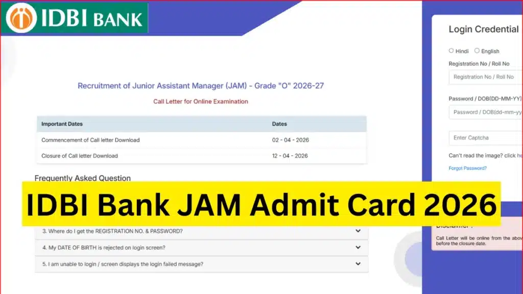 IDBI Junior Assistant Manager Admit Card 2026 Out